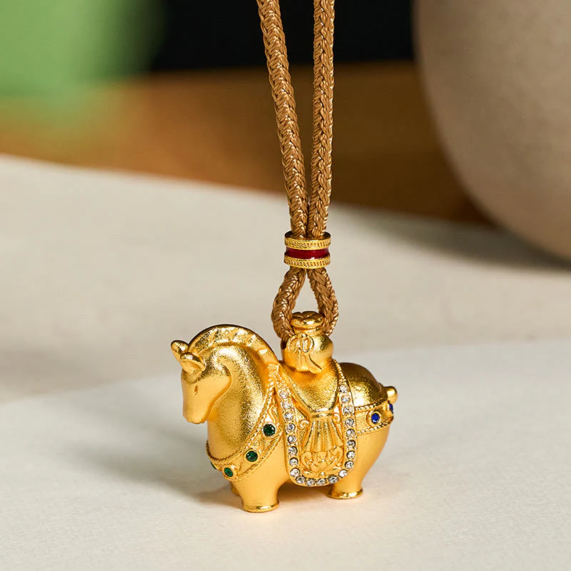 Collana con ciondolo in corda di ottone placcato oro 24k " Buddha Stones Year Of The Horse" - Image 9