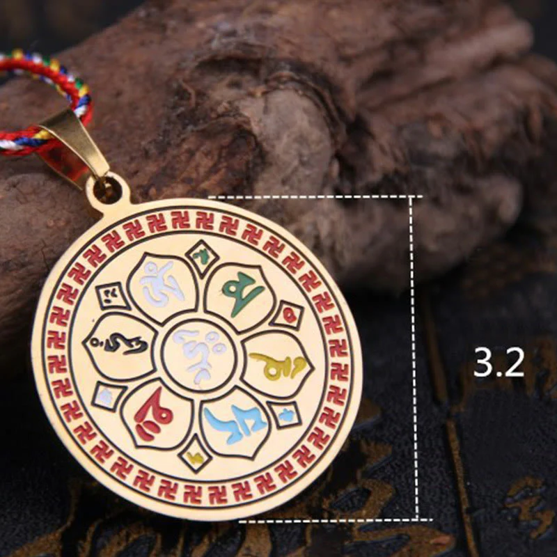 Collana con ciondolo in corda di protezione in acciaio al titanio Buddha Stones colorate Om Mani Padme Hum - Image 10