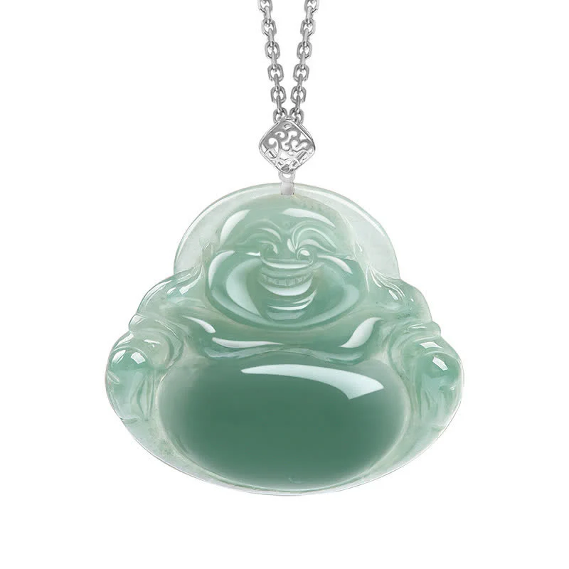 Collana con ciondolo in giada naturale Buddha che ride e abbondanza di prosperità - Image 5