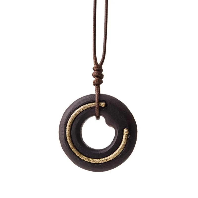 Collana con ciondolo in legno di ebano, cerchio zen, Buddha Stones , pace e calma - Image 16
