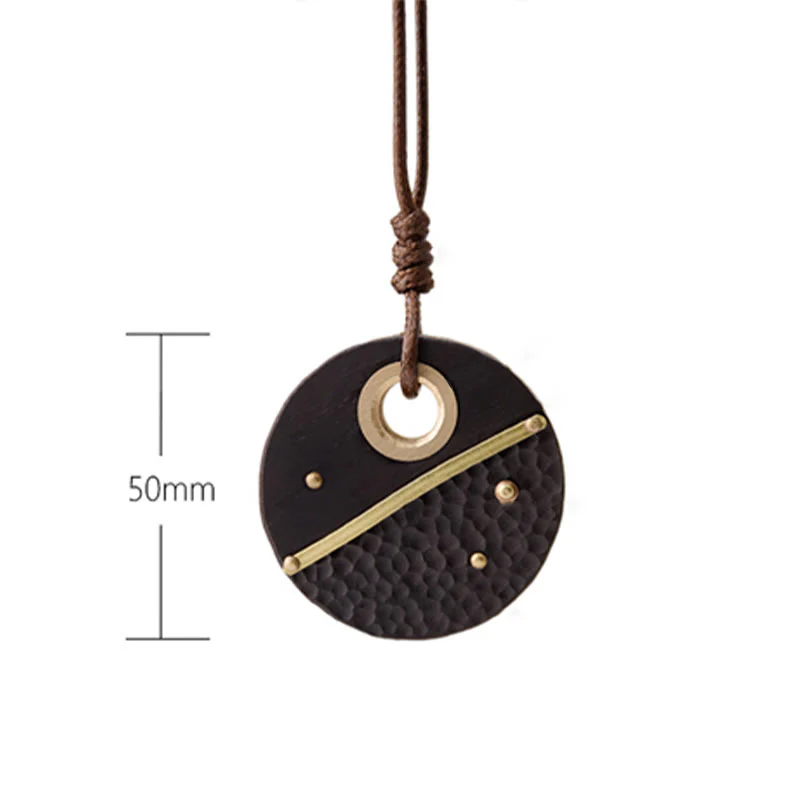 Collana con ciondolo in ottone e rame con Buddha Stones, realizzata a mano, in legno di ebano e pietra della pace - Image 10