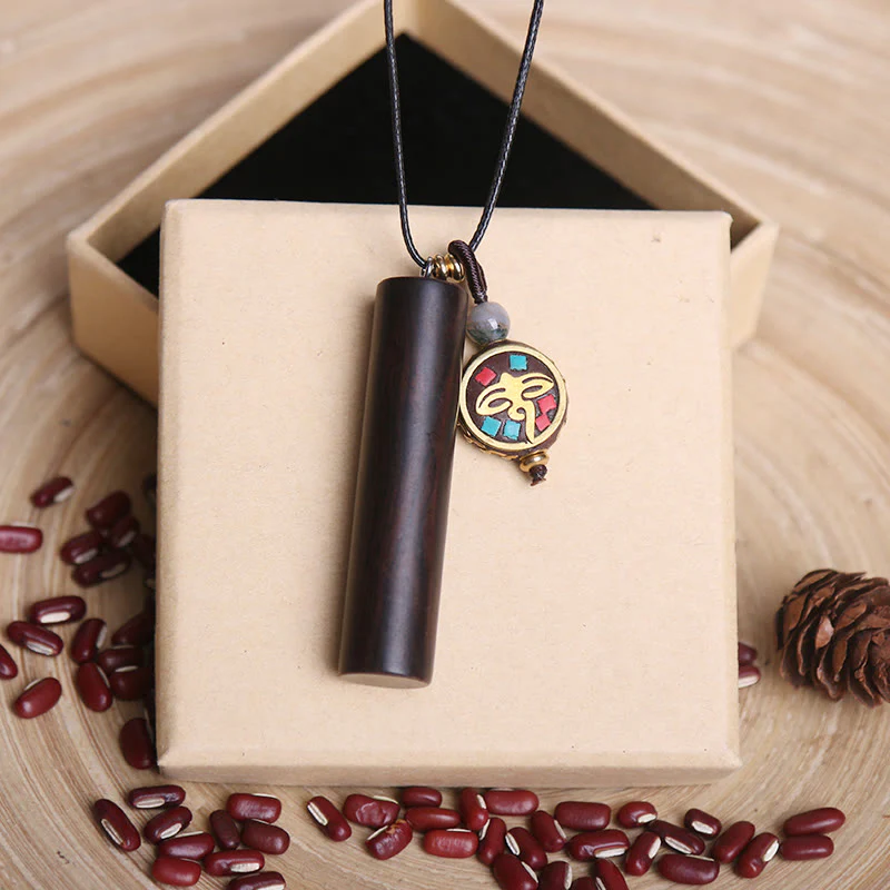 Collana con ciondolo in legno di ebano tibetano Dzi Bead Peace Calm - Image 5