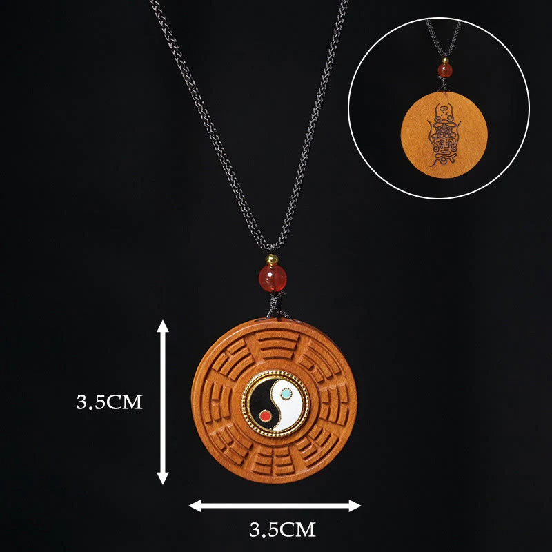 Collana con ciondolo in legno di giuggiola colpito da un fulmine, Buddha Stones, Yin Yang, Bagua e fortuna - Image 9