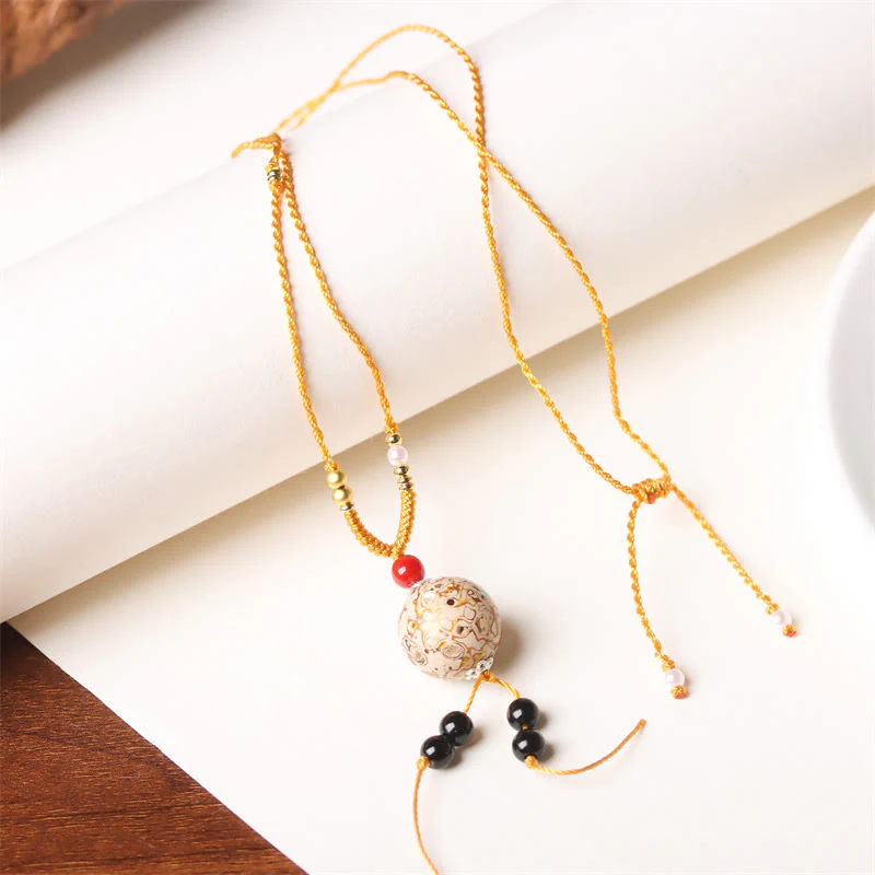 Collana con ciondolo in pietra Buddha Stones, legno di ebano, perlina di Venere, Aurora, lacca artigianale, pace - Image 5