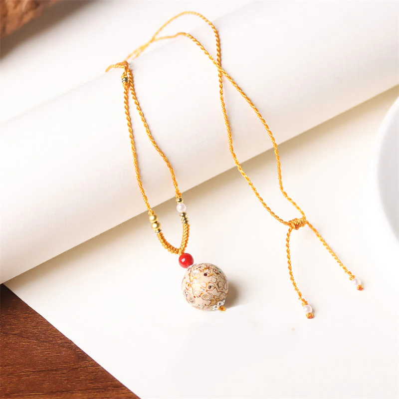 Collana con ciondolo in pietra Buddha Stones, legno di ebano, perlina di Venere, Aurora, lacca artigianale, pace - Image 7
