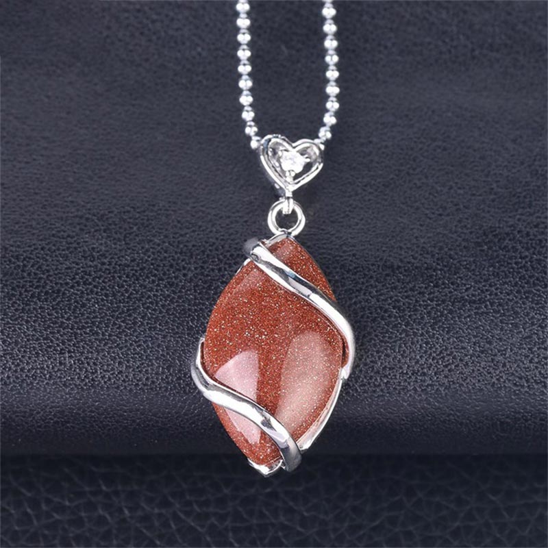 Collana con ciondolo in pietra di cristallo naturale con motivo a marquise Buddha Stones - Image 20