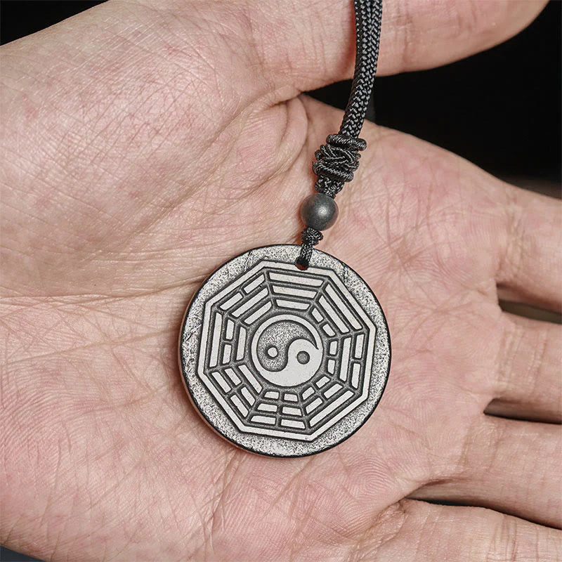 Collana con ciondolo in pietra di shungite autentica con protezione Bagua Yin Yang Buddha Stones - Image 9