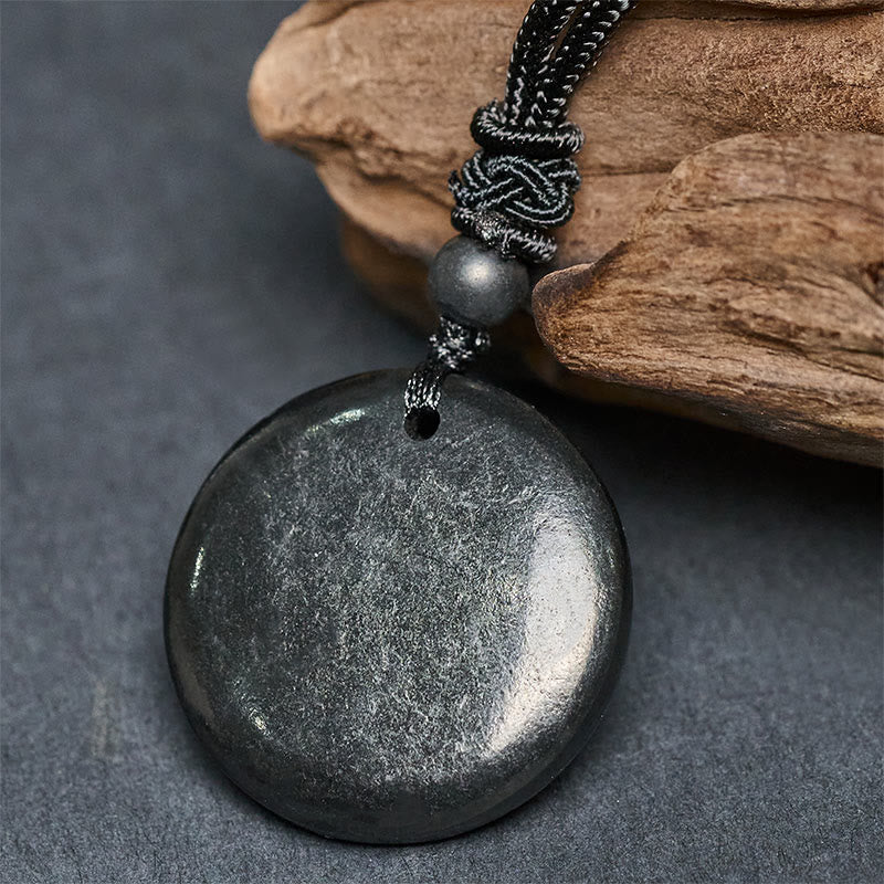 Collana con ciondolo in pietra di shungite autentica, forma geometrica rotonda, forza interiore, Buddha Stones - Image 8