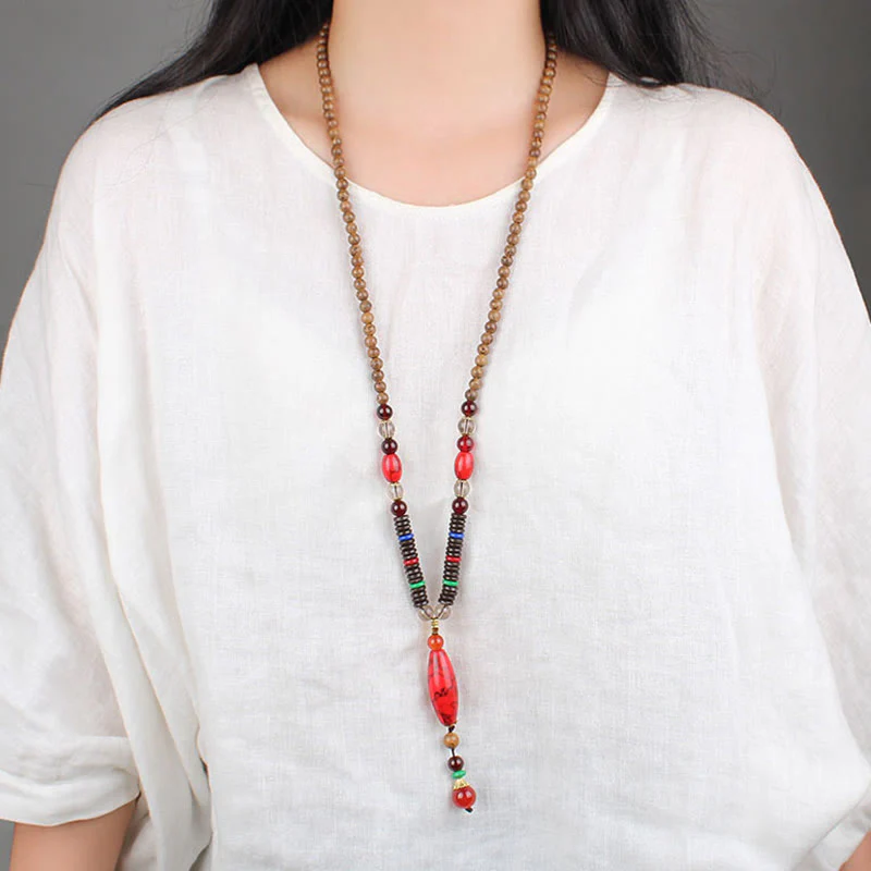 Collana con ciondolo in pietra turchese, pietra di legno di wenge, protezione e calma Buddha Stones - Image 10