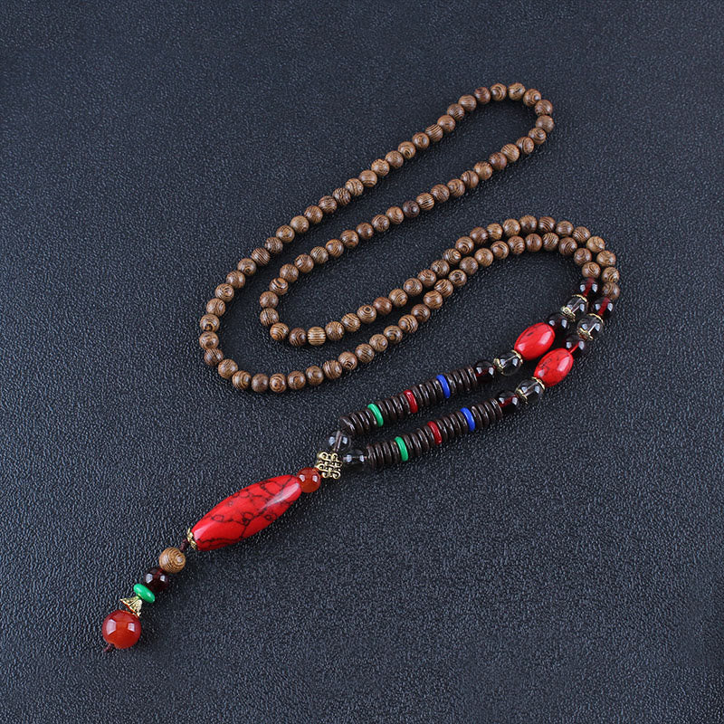 Collana con ciondolo in pietra turchese, pietra di legno di wenge, protezione e calma Buddha Stones - Image 7