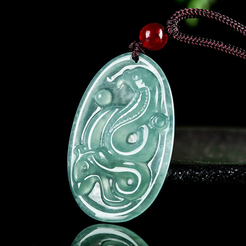 Collana con ciondolo ovale in giada naturale con Buddha Stones , anno del serpente, fortuna - Image 3