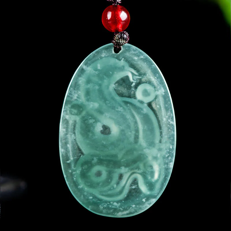 Collana con ciondolo ovale in giada naturale con Buddha Stones , anno del serpente, fortuna - Image 4