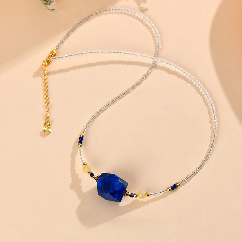 Collana con ciondolo per meditazione curativa in cristallo bianco, lapislazzuli e Buddha Stones - Image 3