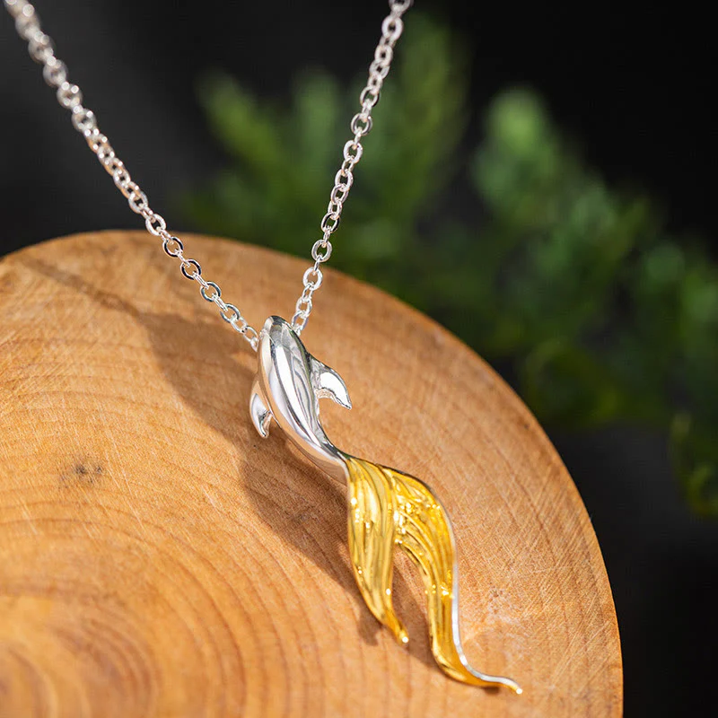 Collana con ciondolo portafortuna a forma di pesce koi dorato in argento sterling 925 Buddha Stones - Image 2