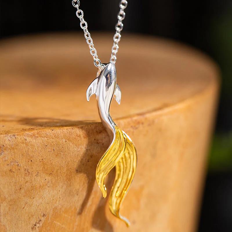 Collana con ciondolo portafortuna a forma di pesce koi dorato in argento sterling 925 Buddha Stones - Image 4