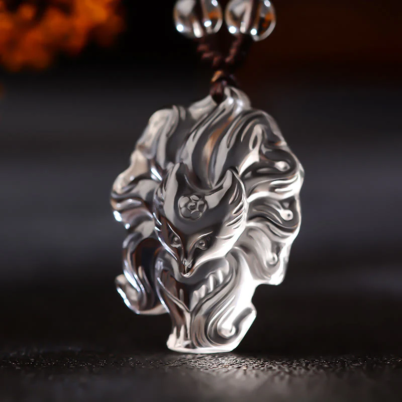 Collana con ciondolo portafortuna a forma di volpe a nove code, in cristallo bianco, ametista naturale, citrino e Buddha Stones - Image 14