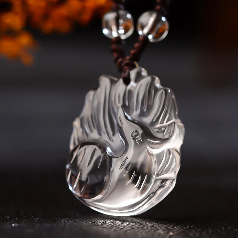 Collana con ciondolo portafortuna a forma di volpe a nove code, in cristallo bianco, ametista naturale, citrino e Buddha Stones - Image 15