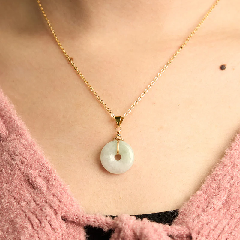 Collana con ciondolo portafortuna con fibbia della pace in giada Buddha Stones - Image 5