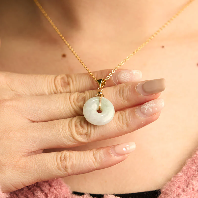 Collana con ciondolo portafortuna con fibbia della pace in giada Buddha Stones - Image 6