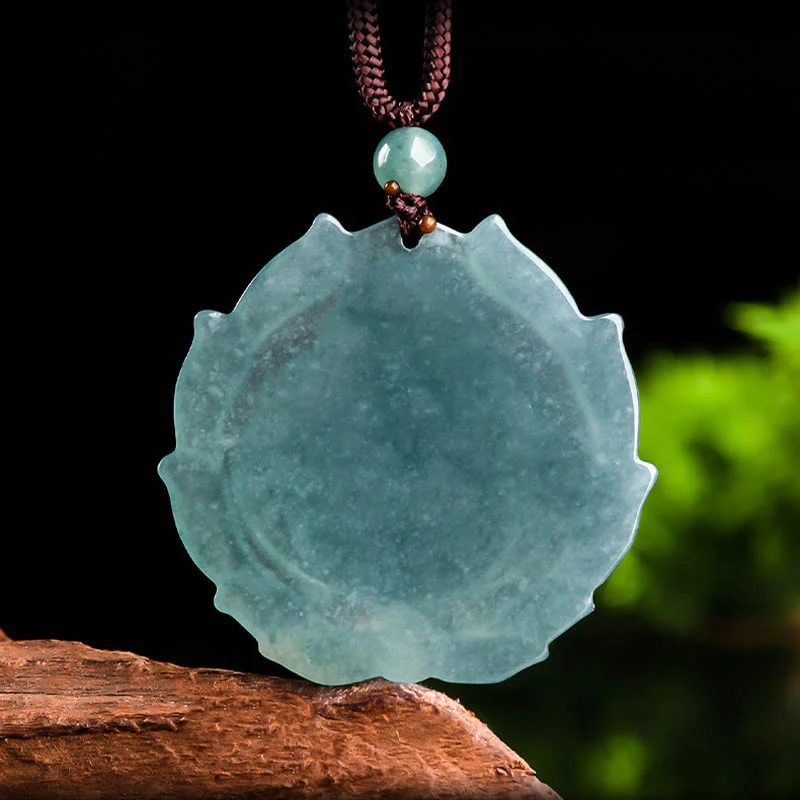 Collana con ciondolo portafortuna con motivo a loto Buddha Stones Buddha che ride in giada naturale - Image 8
