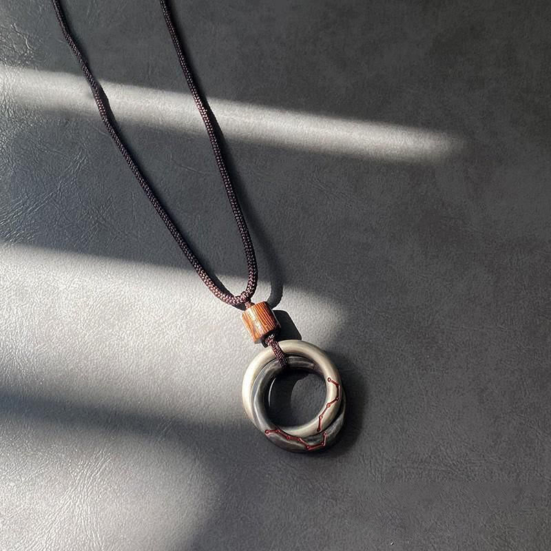 Collana con ciondolo portafortuna del Grande Carro con Buddha Stones in rame Qiankun Hoop - Image 11