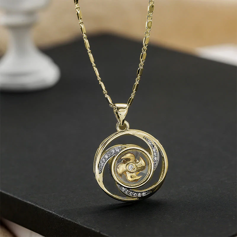 Collana con ciondolo portafortuna girevole a forma di mulino a vento in ottone placcato oro Buddha Stones - Image 16