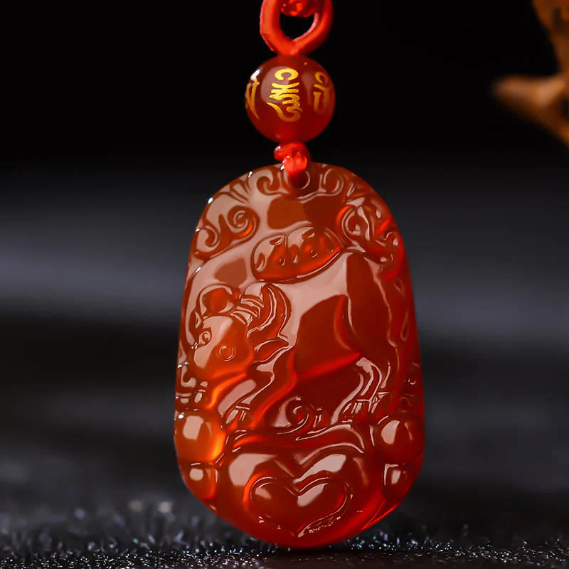 Collana con ciondolo portafortuna in agata rossa dello zodiaco cinese Buddha Stones - Image 13