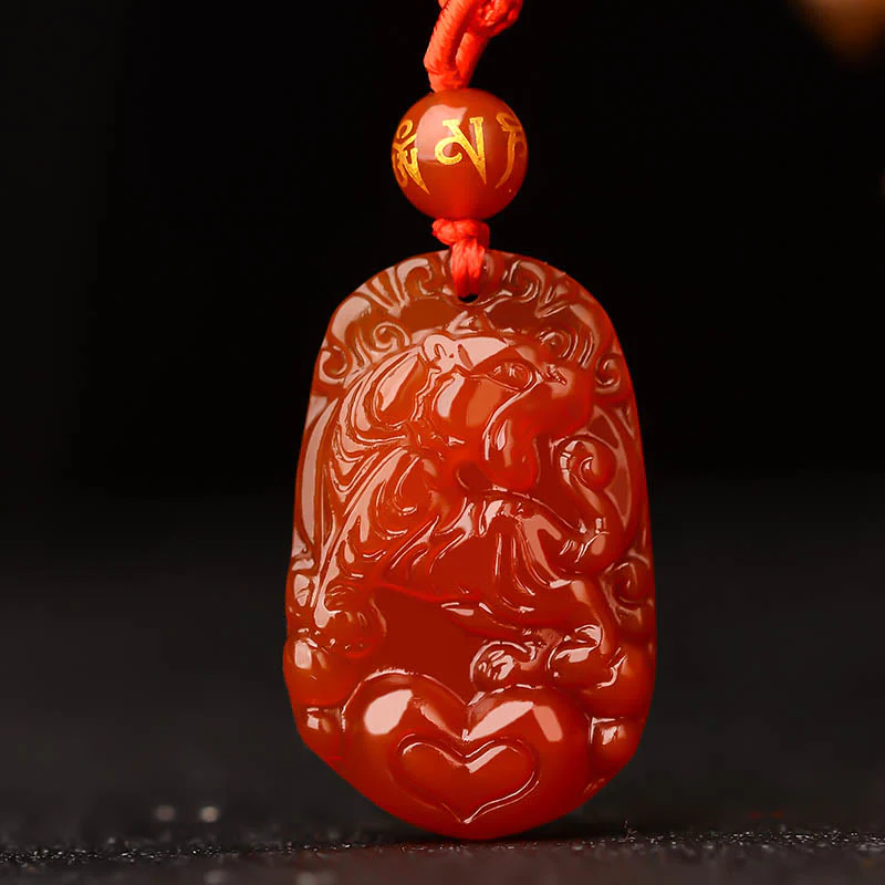 Collana con ciondolo portafortuna in agata rossa dello zodiaco cinese Buddha Stones - Image 14