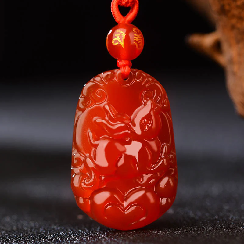 Collana con ciondolo portafortuna in agata rossa dello zodiaco cinese Buddha Stones - Image 15