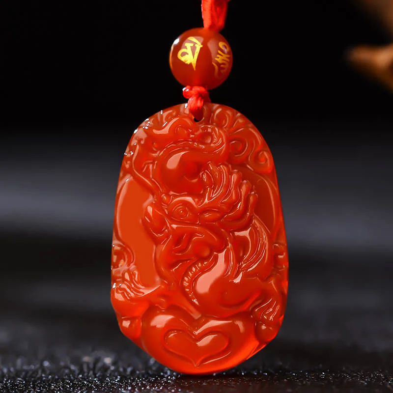 Collana con ciondolo portafortuna in agata rossa dello zodiaco cinese Buddha Stones - Image 16