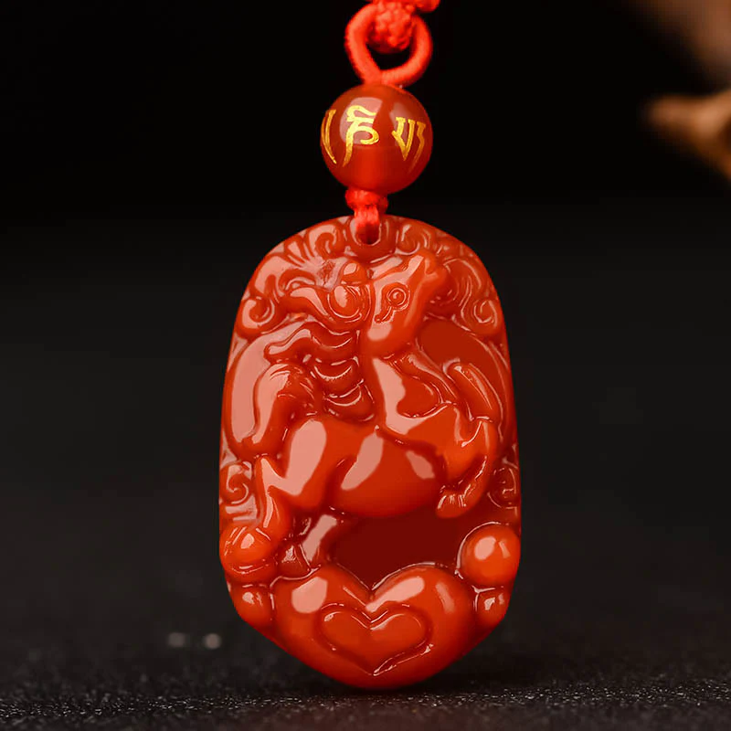 Collana con ciondolo portafortuna in agata rossa dello zodiaco cinese Buddha Stones - Image 17