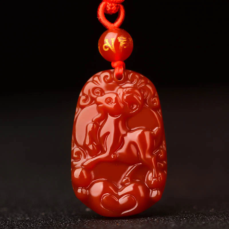 Collana con ciondolo portafortuna in agata rossa dello zodiaco cinese Buddha Stones - Image 18