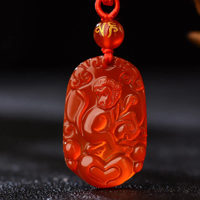 Collana con ciondolo portafortuna in agata rossa dello zodiaco cinese Buddha Stones - Image 19