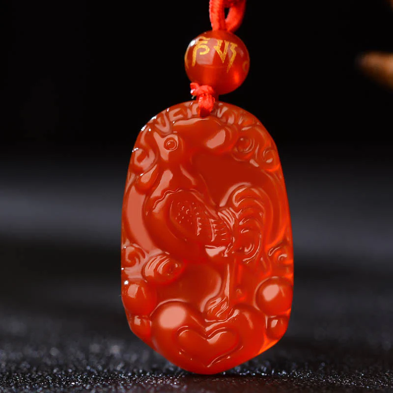 Collana con ciondolo portafortuna in agata rossa dello zodiaco cinese Buddha Stones - Image 20