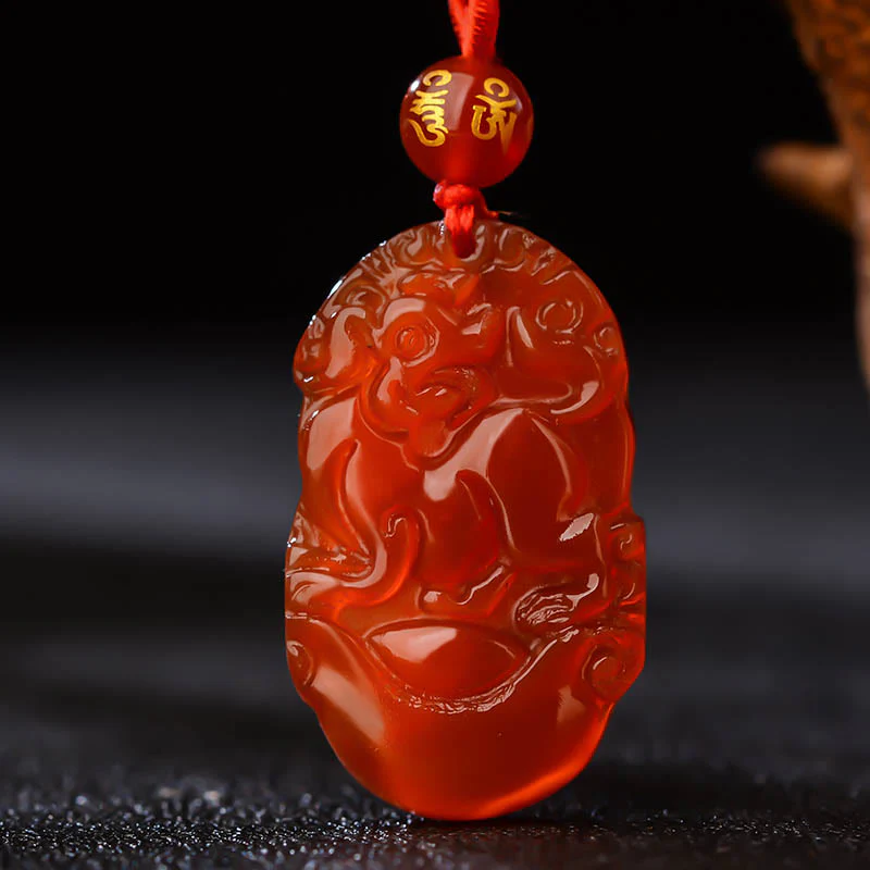 Collana con ciondolo portafortuna in agata rossa dello zodiaco cinese Buddha Stones - Image 21