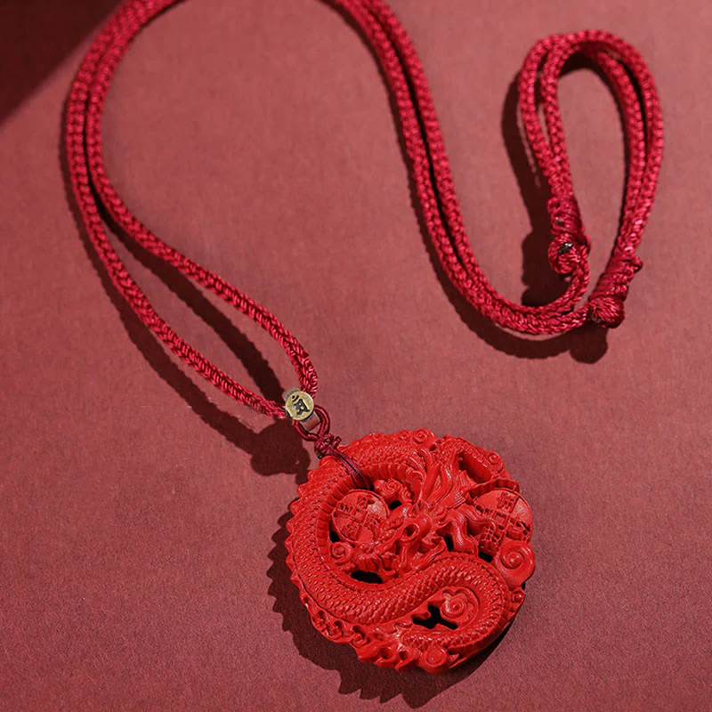 Collana con ciondolo portafortuna in argento sterling 925, con monete di rame e cinabro naturale, anno del drago , Buddha Stones - Image 5