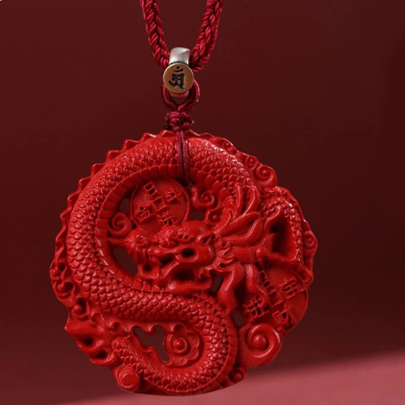 Collana con ciondolo portafortuna in argento sterling 925, con monete di rame e cinabro naturale, anno del drago , Buddha Stones - Image 8