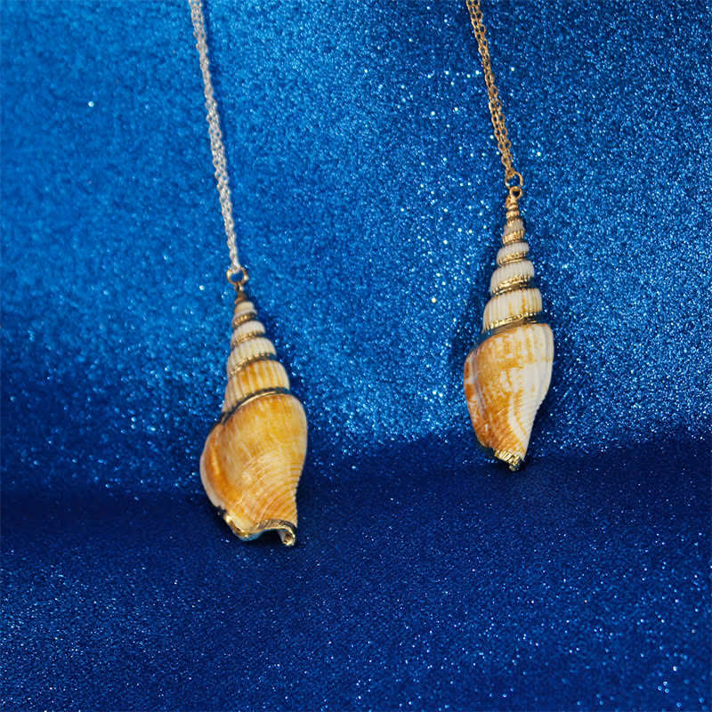 Collana con ciondolo portafortuna in conchiglia naturale Shankha Conch Shell - Image 17
