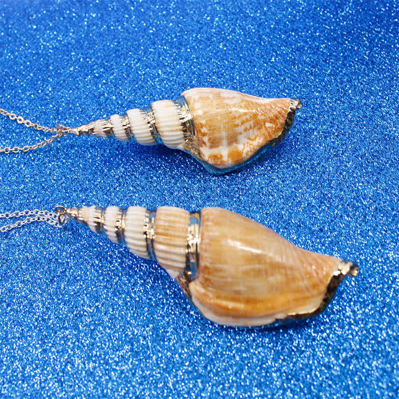 Collana con ciondolo portafortuna in conchiglia naturale Shankha Conch Shell - Image 18