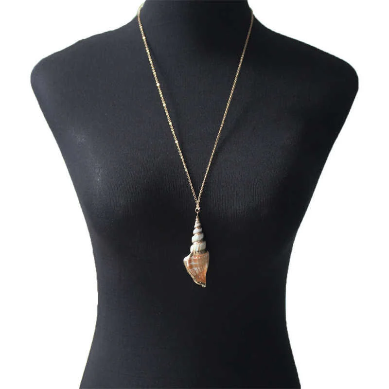 Collana con ciondolo portafortuna in conchiglia naturale Shankha Conch Shell - Image 7
