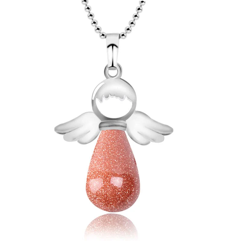 Collana con ciondolo portafortuna in cristallo naturale con piccole ali d'angelo Buddha Stones - Image 13