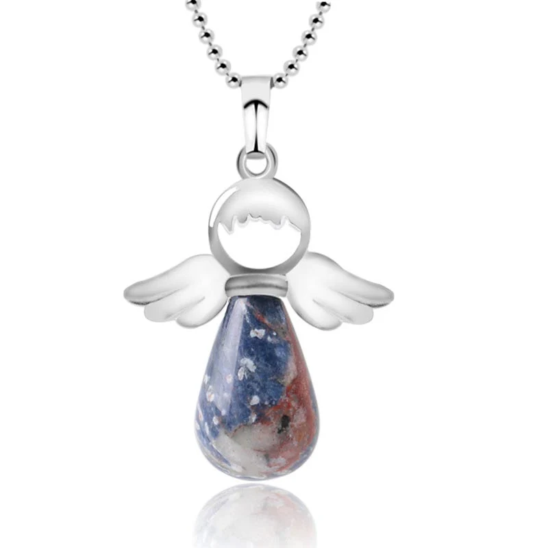 Collana con ciondolo portafortuna in cristallo naturale con piccole ali d'angelo Buddha Stones - Image 19
