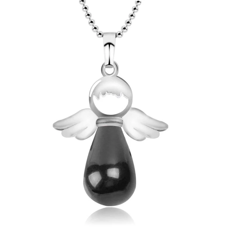 Collana con ciondolo portafortuna in cristallo naturale con piccole ali d'angelo Buddha Stones - Image 5