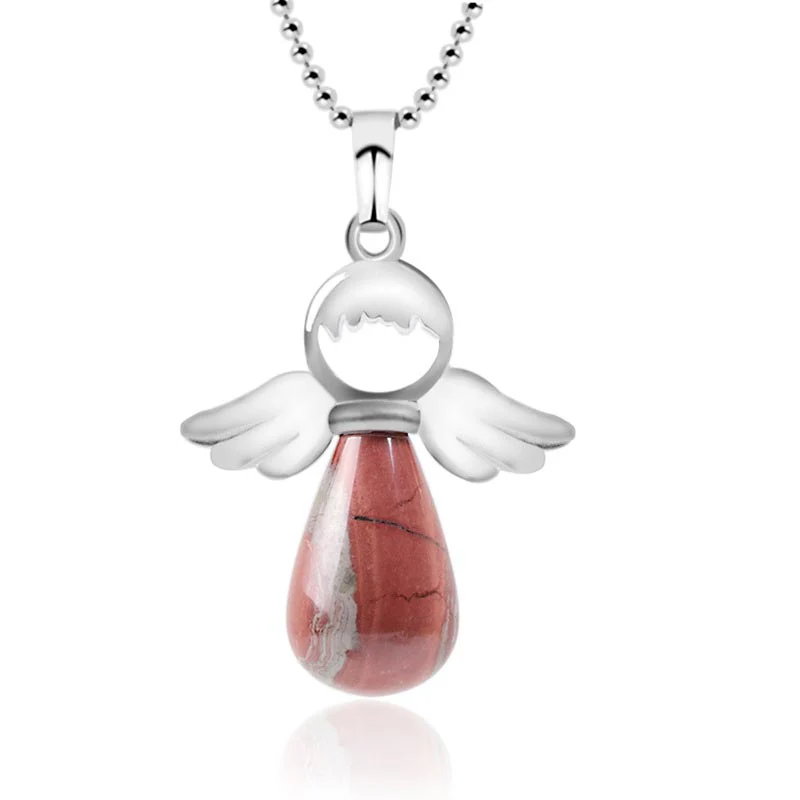 Collana con ciondolo portafortuna in cristallo naturale con piccole ali d'angelo Buddha Stones - Image 7