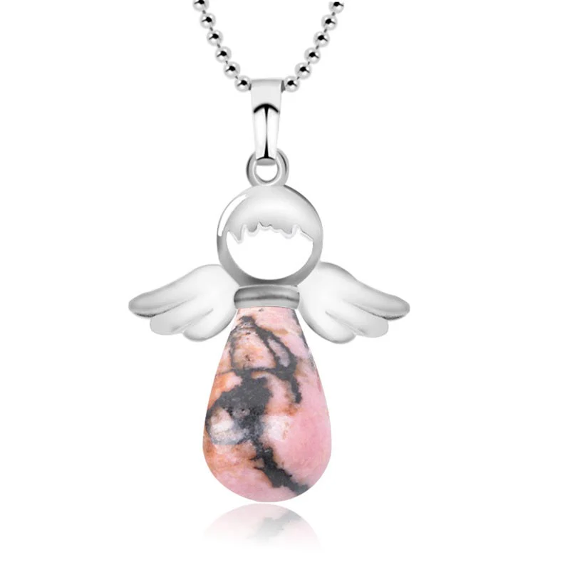 Collana con ciondolo portafortuna in cristallo naturale con piccole ali d'angelo Buddha Stones - Image 9