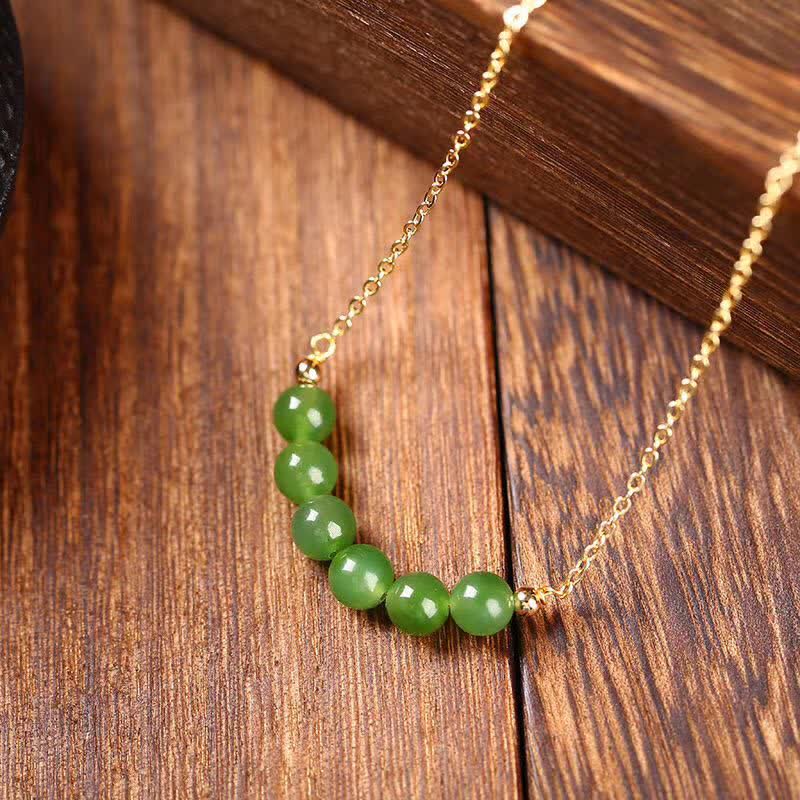 Collana con ciondolo portafortuna in giada ciano Hetian placcata in oro 14k - Image 3