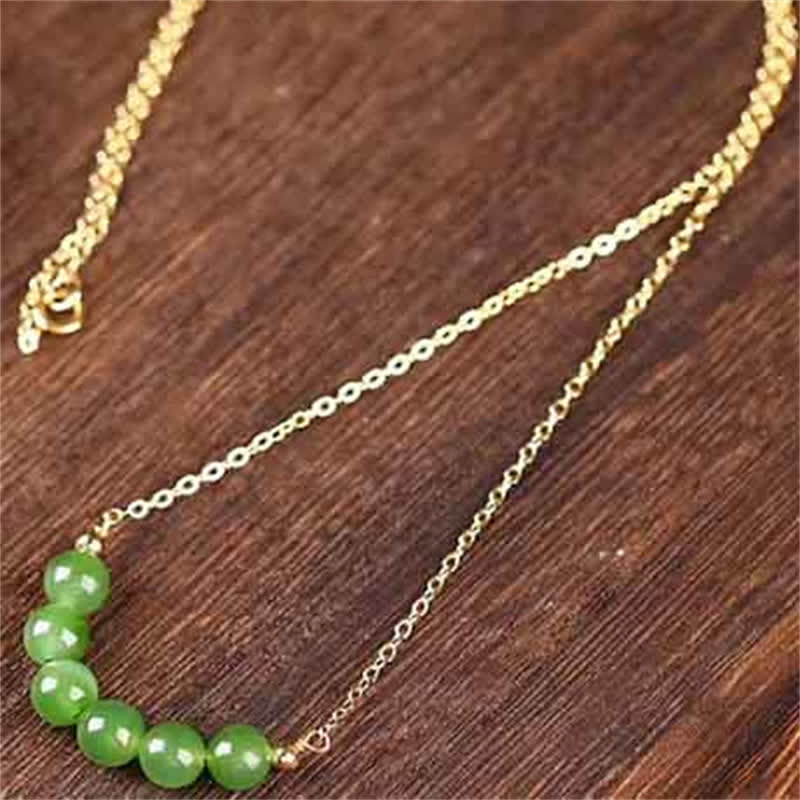 Collana con ciondolo portafortuna in giada ciano Hetian placcata in oro 14k - Image 4