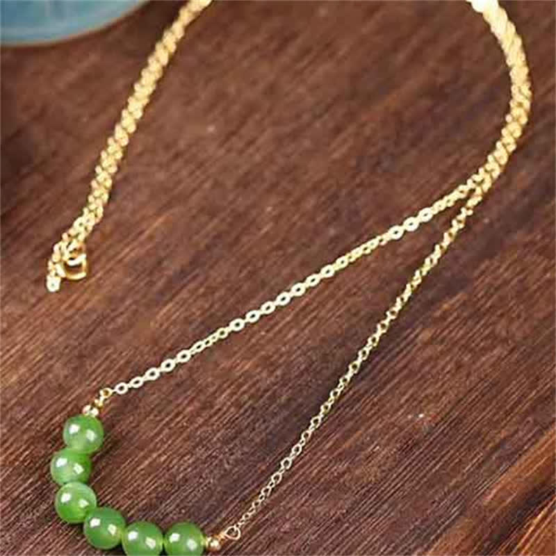 Collana con ciondolo portafortuna in giada ciano Hetian placcata in oro 14k - Image 5