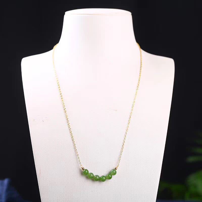 Collana con ciondolo portafortuna in giada ciano Hetian placcata in oro 14k - Image 7