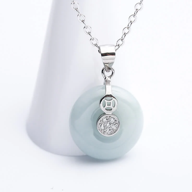 Collana con ciondolo portafortuna in giada con fibbia della pace in argento sterling 925 Buddha Stones - Image 3